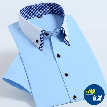 

COCO 2020 men new leisure short-sleeved shirt young double anti-wrinkle led business cultivate one's morality shirt