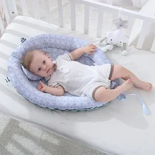 2pcs Plush Baby Bed Pillow Portable Crib Newborn Travel Bed Baby Nest Bed Toddler Cradle Toddler Sleeping Cushions Bedding Set