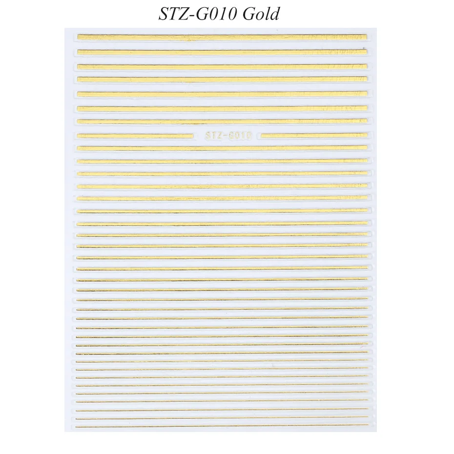 1 шт стикер для ногтей Золотой Серебряный металлический Кривой полосы линии клейкая полоска многоразмерная 3D наклейка s для маникюра JISTZ-G001-013 - Цвет: STZ-G010 Gold