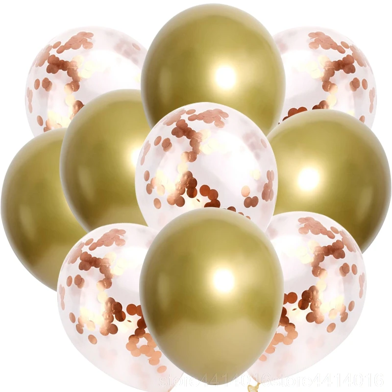 Rose gold 1 10 шт. 12 дюймов металлические конфетти латексные шары многоцветные толстые хромированные металлические цветные надувные шары для свадьбы и дня рождения вечерние Декор 5w - Цвет: Rose gold 1
