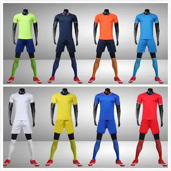 

China OEM Factory Customize Football Jersey Shorts Set Design Team Logo Embroidered Name Number Uniform Soccer Training T-Shirts