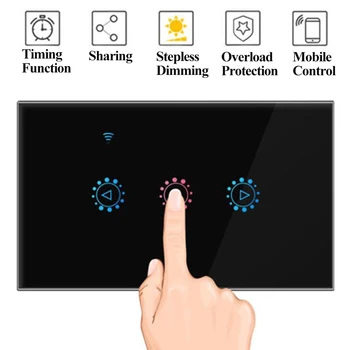 

WiFi Dimmer Switch, Smart Home Wireless Wall Touch Timer Light Switch with Glass Panel Works with Amazon Alexa Google Home EU US