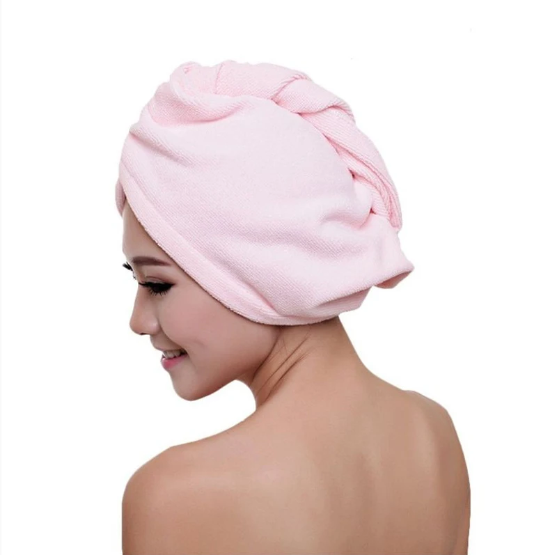 Впитывающая шапочка для душа из микрофибры, утолщенная, супер впитывающая, сухая шапочка для волос, туалетные принадлежности для ванной комнаты, женская шапочка для душа, повязка для волос, Парикмахерская - Color: Pink