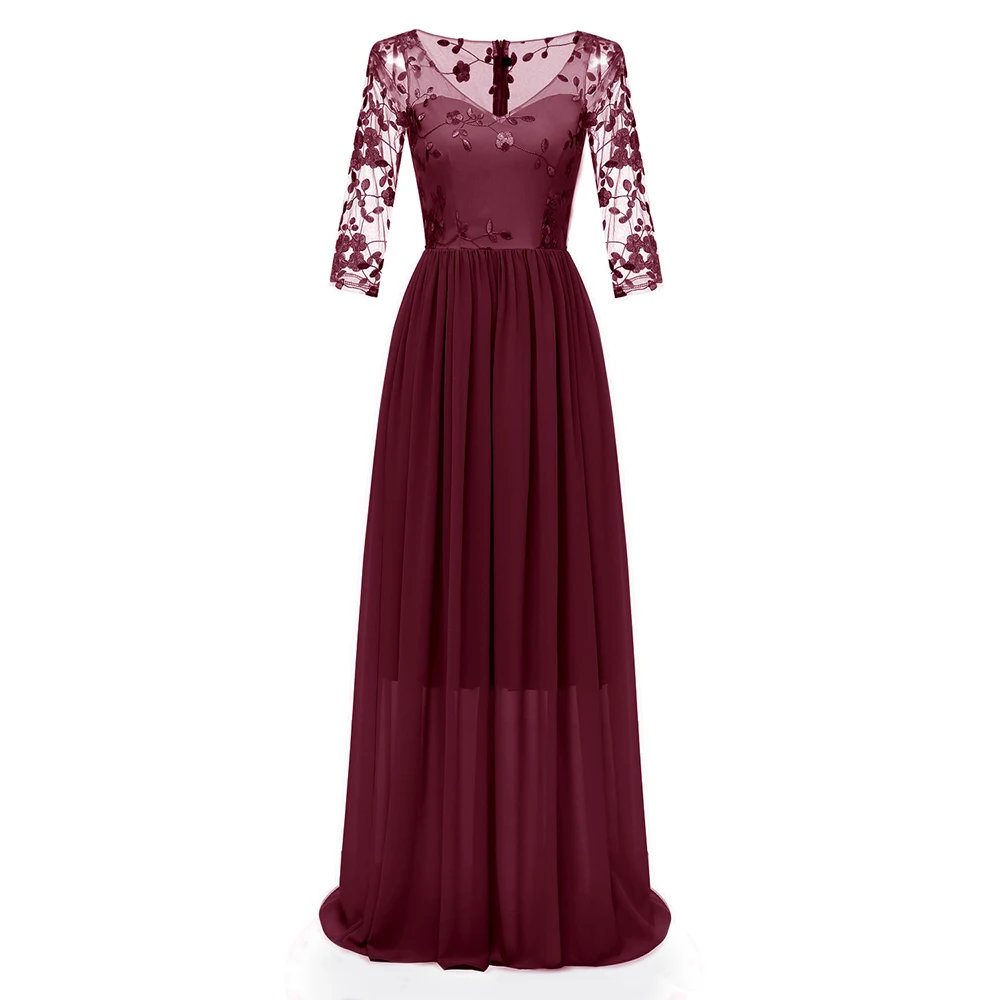 Женское вечернее Макси-платье плюс размер элегантная Цветочная вышивка Vestidos