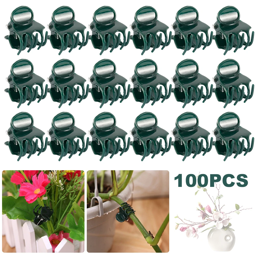 En venta Ganchos de plástico para soporte de plantas, Clip de vástago de orquídeas para soporte de vid, verduras y flores atadas, herramienta de jardín de sujeción de ramas, 100 Uds. VRM8AdzDQny