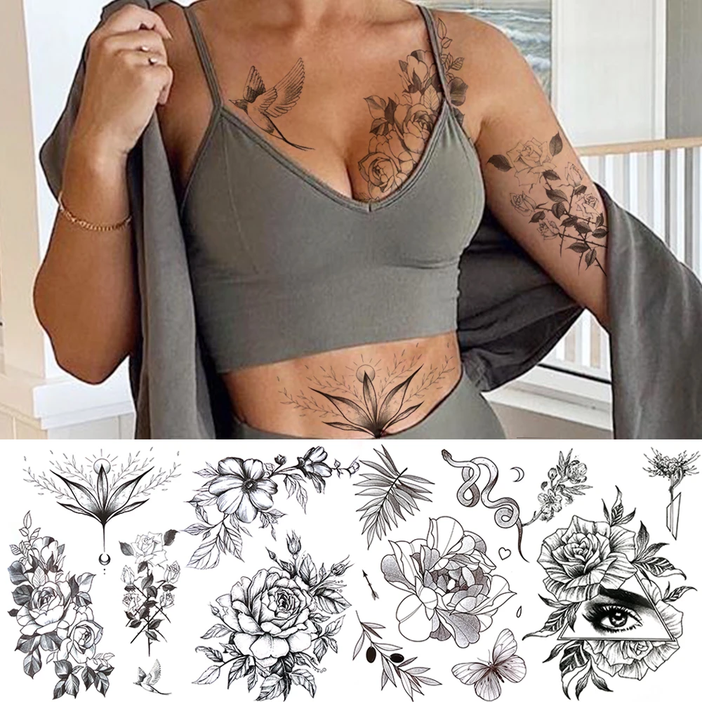 Black Rose Temporary Tattoos For Women Girls Realistic Bird Leaf Dahlia Demon Eye Fake Tattoo Sticker Waterproof Body Art Tattos Temporary Tattoos Aliexpress Black Rose Temporary Tattoos For Women Girls Realistic Bird Leaf Dahlia Demon Eye Fake Tattoo Sticker Waterproof Body Art Tattos Temporary Tattoos Aliexpress