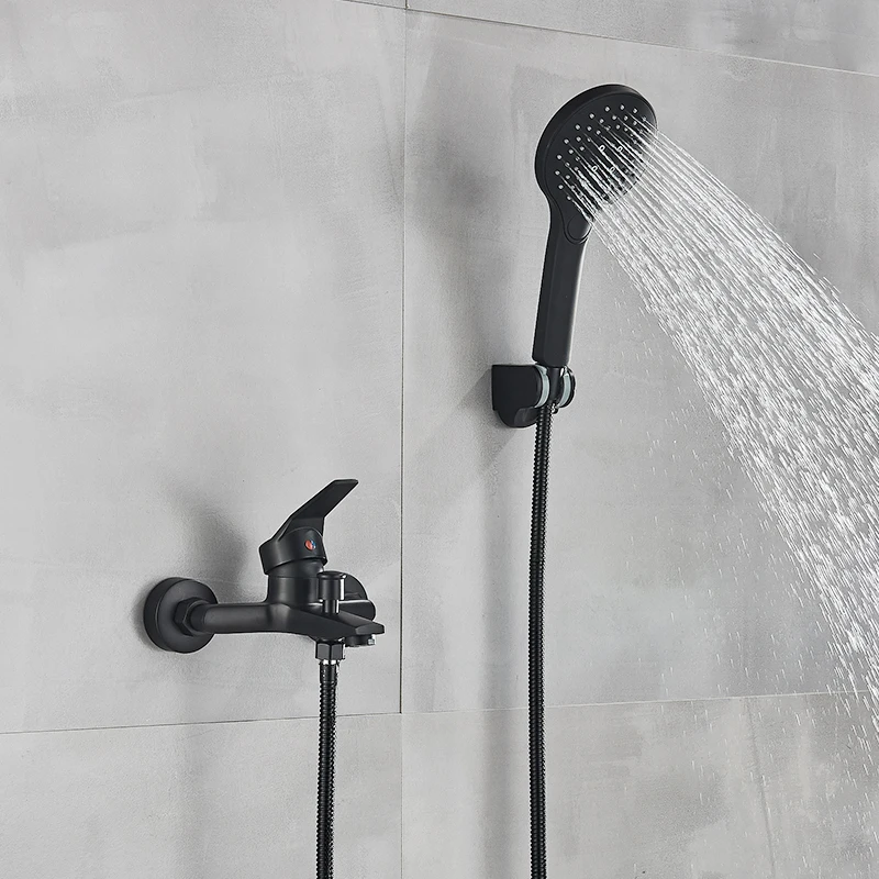 Matte Black Shower Faucets Wall Mount Bathroom Shower Faucets Bathtub Faucet Mixer Tap Mixer Valve Control Valve Faucet Valve
