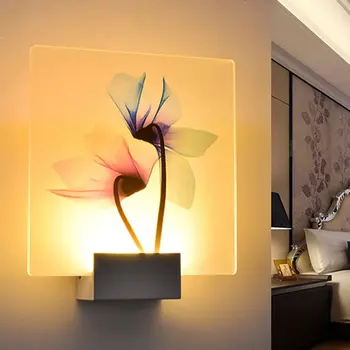 

Simple Living Room Lamp Hotel Decoration Lamp Dragonfly Lotus Flower Printed Wall Light White/ Warm White