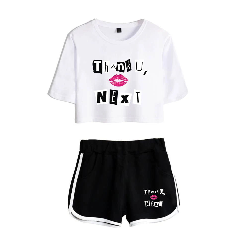 

Ariana Grande Thank U next Sets 2019 New Fashion Harajuku Women Two Pieces Summer 2019 new album T-shirt and Short Pants Sets