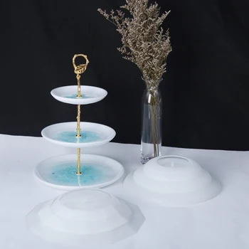 

New three-layer silicone tray mold DIY epoxy resin coaster epoxy mold desktop decoration fruit tray tea tray mold