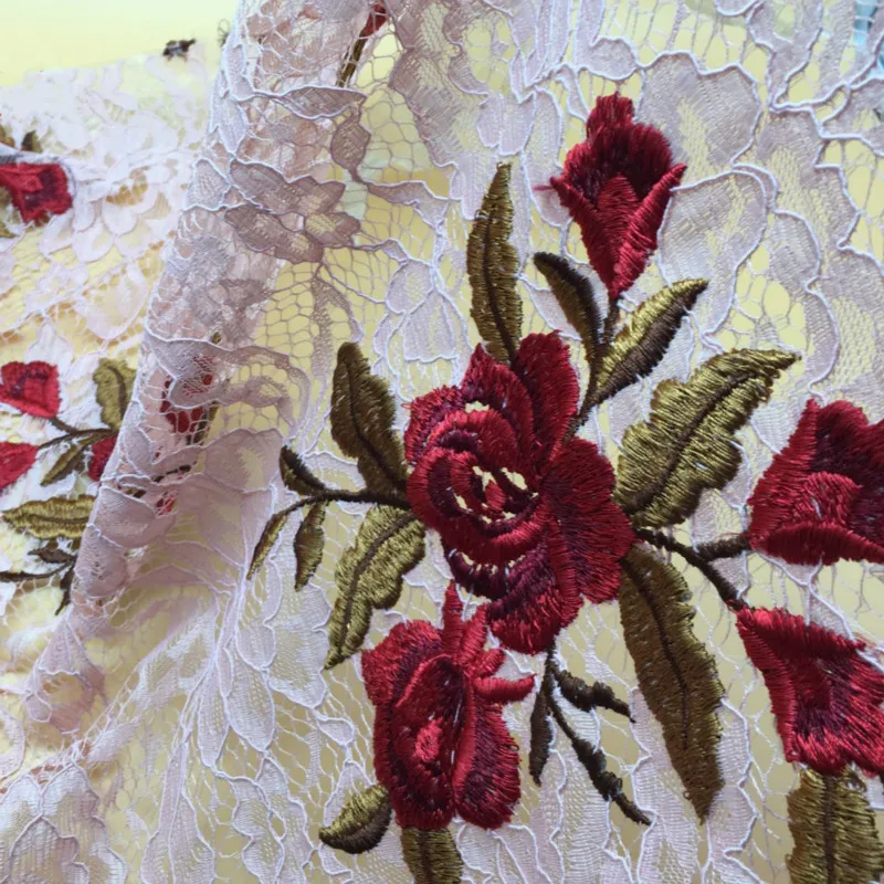 Мягкая Вышивка на Французский кружевной ткани, стиль вышивки кружевной ткани для платья, черный и белый по метру