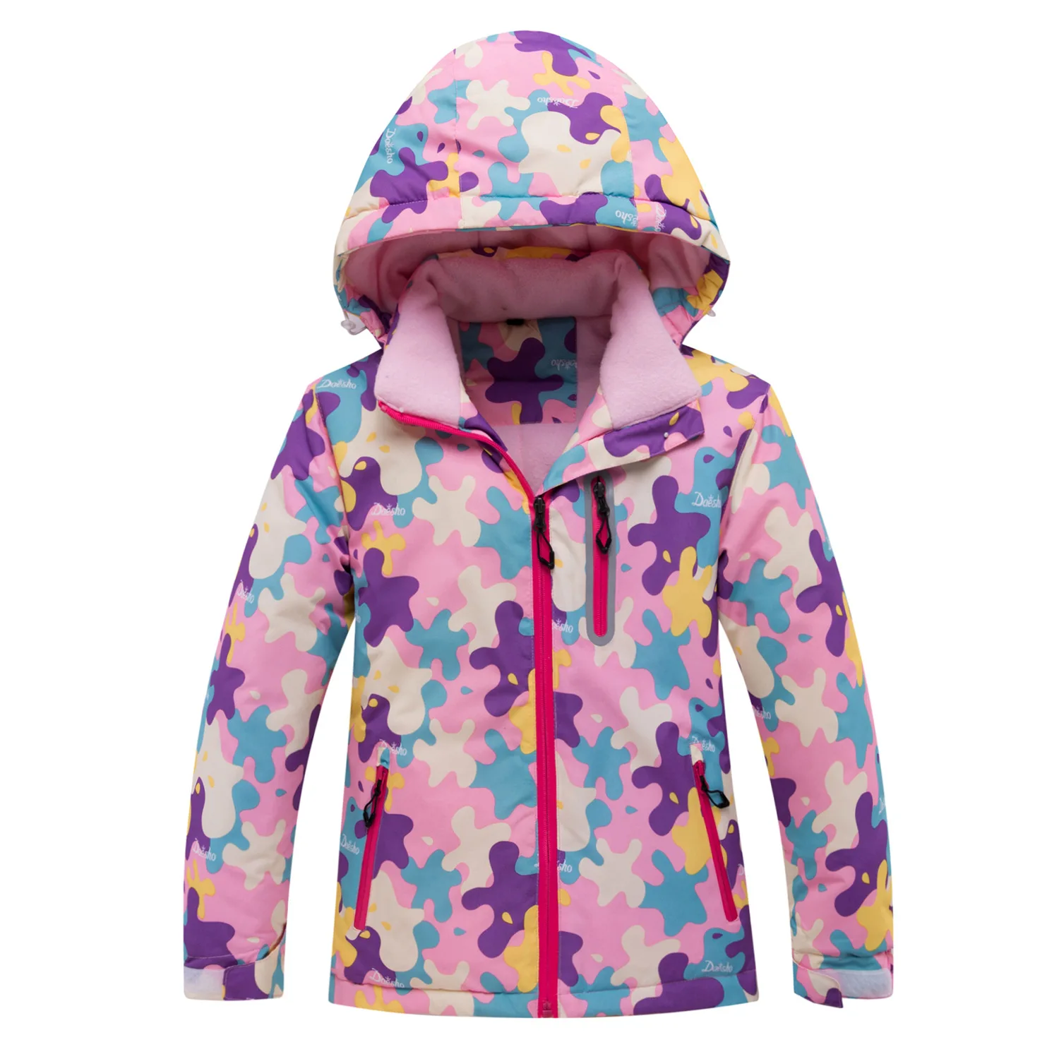Детский Зимний лыжный комплект, водонепроницаемый, ветрозащитный, детский лыжный костюм из флисовой куртки и штанов для девочек XS, s, m, зимний комбинезон Clj471