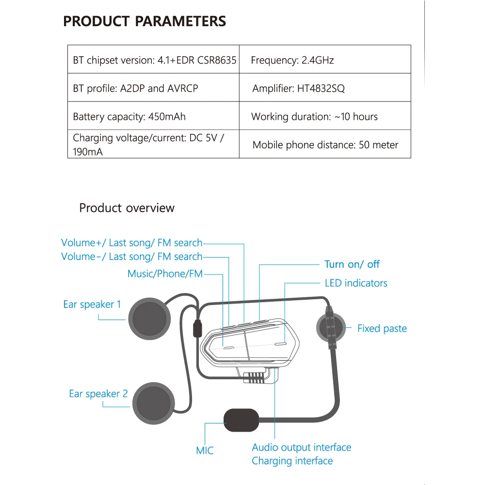 Fones de ouvido p/capacete