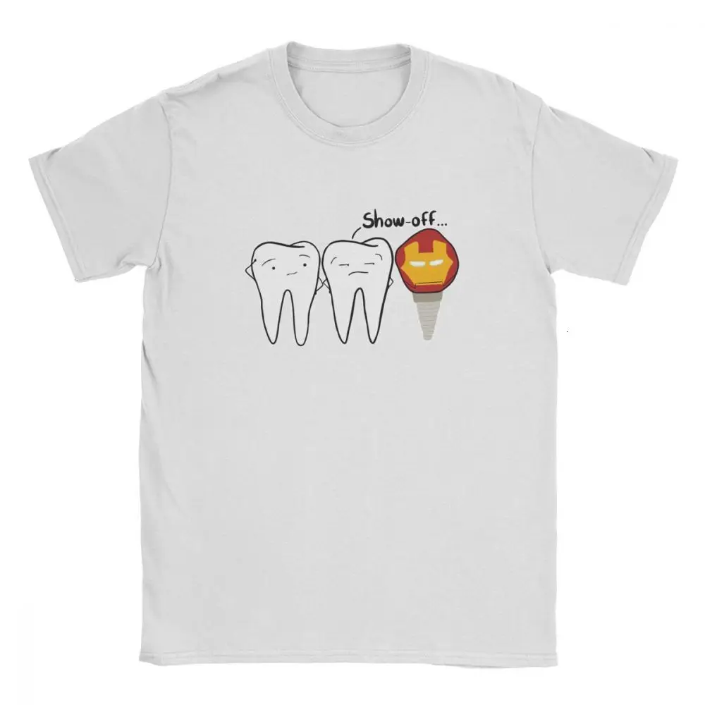 

one yona Men's Show-off Tooth T-Shirts Dental Implant Dentist Dentistry Tees Round Neck Short Sleeve Tops 100% Cotton T Shirt