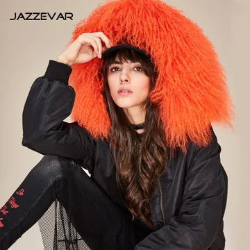 Jia Zehua JAZZEVAR Женский Повседневный большой размер удлиненный свободный крой выше колена воротник из натурального меха пуховик пальто