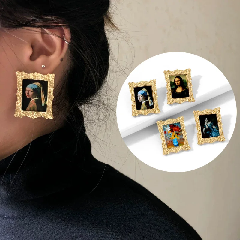 Painting Aesthetic Earrings Earring-Sunflower Pearl Lisa-Girl Vintage Amalia-De-Llano