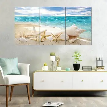 

3pcs 5D DIY Full Drill Diamond Painting Beach Shell Cross Stitch Embroidery