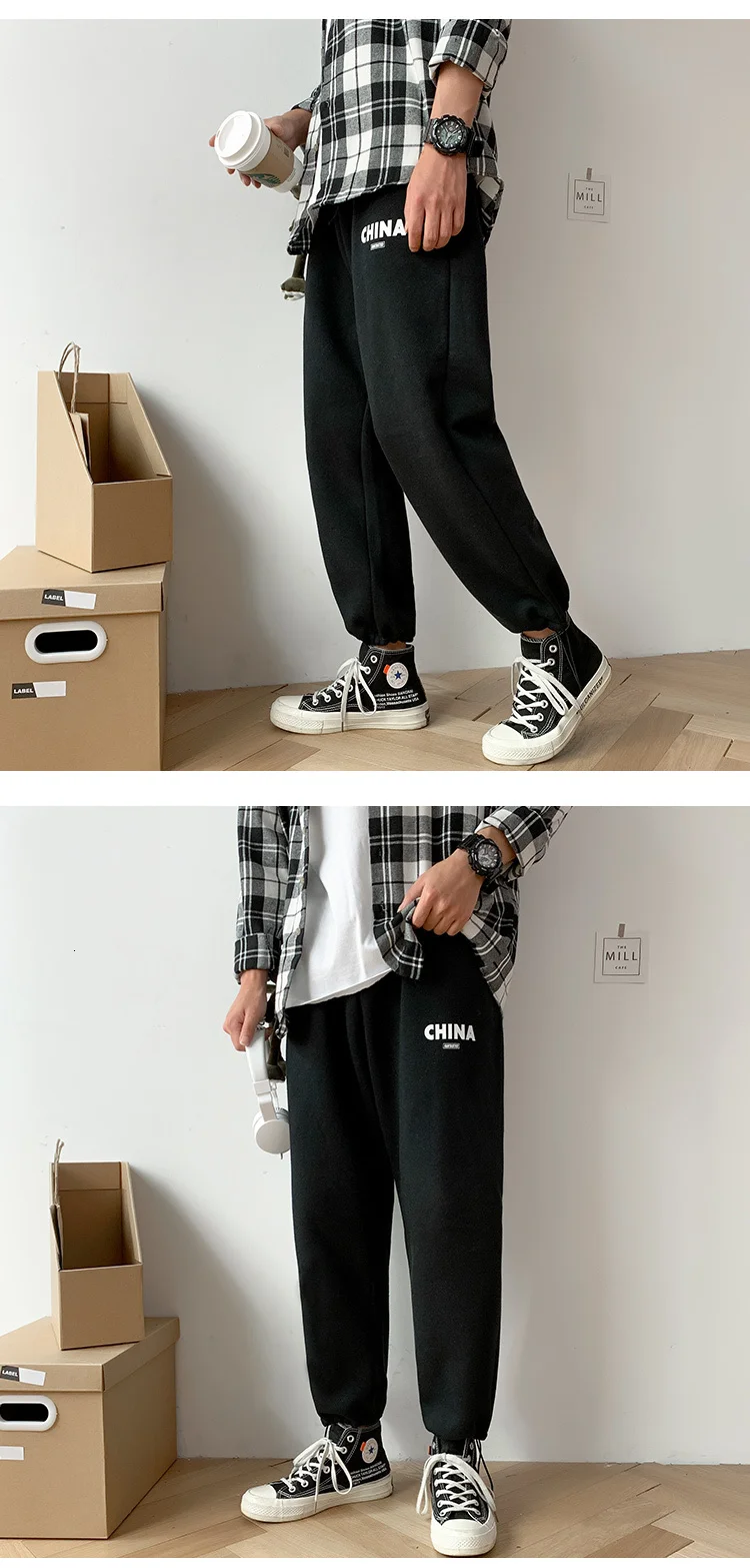 Autumn New Track Pants Men Fashion Solid Color Casual Drawstring Trousers Street Wild Hip Hop Loose Joggers Sweatpants M-5XL