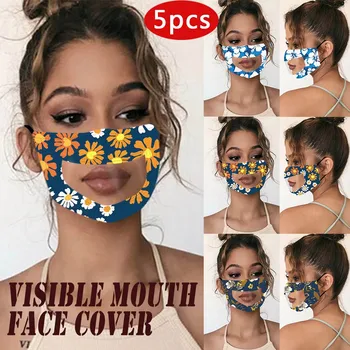 

4pcs/5pcs Masks With Clear Window Visible Expression Face Cover For Deaf Mute People Mouth Cover Facial Mask Face Shield Masques