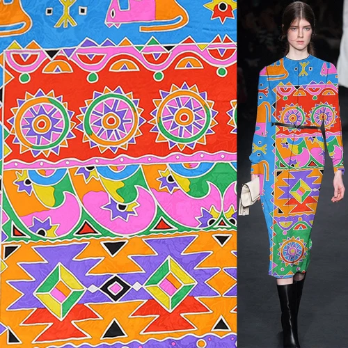 Позиционирование 110 см длина жаккард чистый шелк ткань синий абстрактный дизайн, SFF167