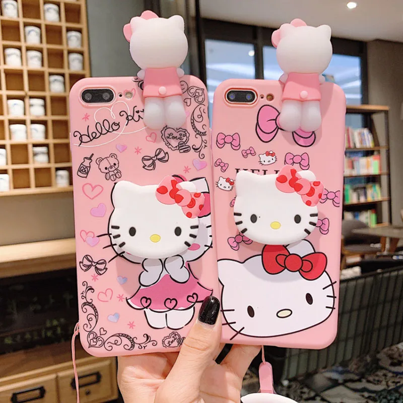 Роскошный 3D игрушечный держатель подставка для Iphone 11 Pro Чехол милый котенок розовый чехол для Iphone X XR XS MAX 7 8 6s Plus 11 Pro чехол ремешок