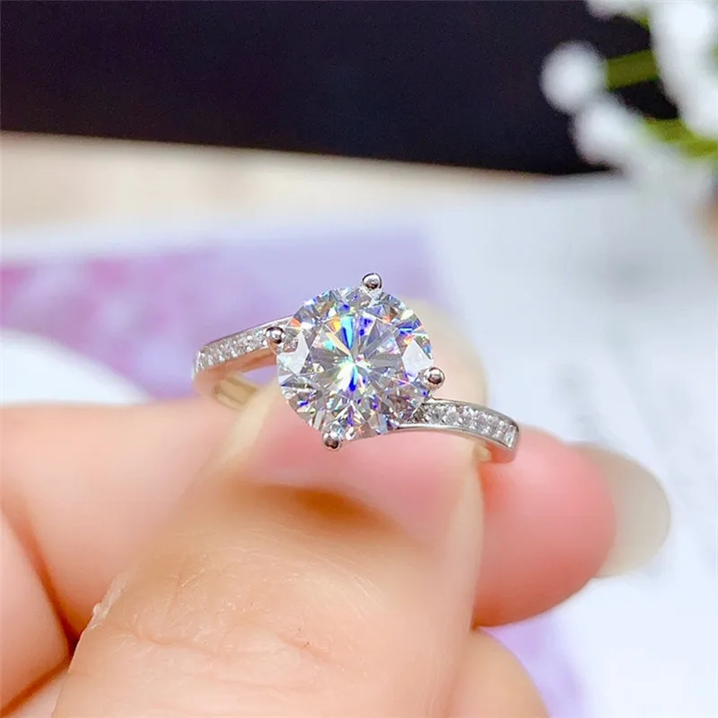 Кольцо Moissanite серебро 925 пробы VVS 0.5CT 1CT 2CT 3CT лабораторное ювелирное изделие для