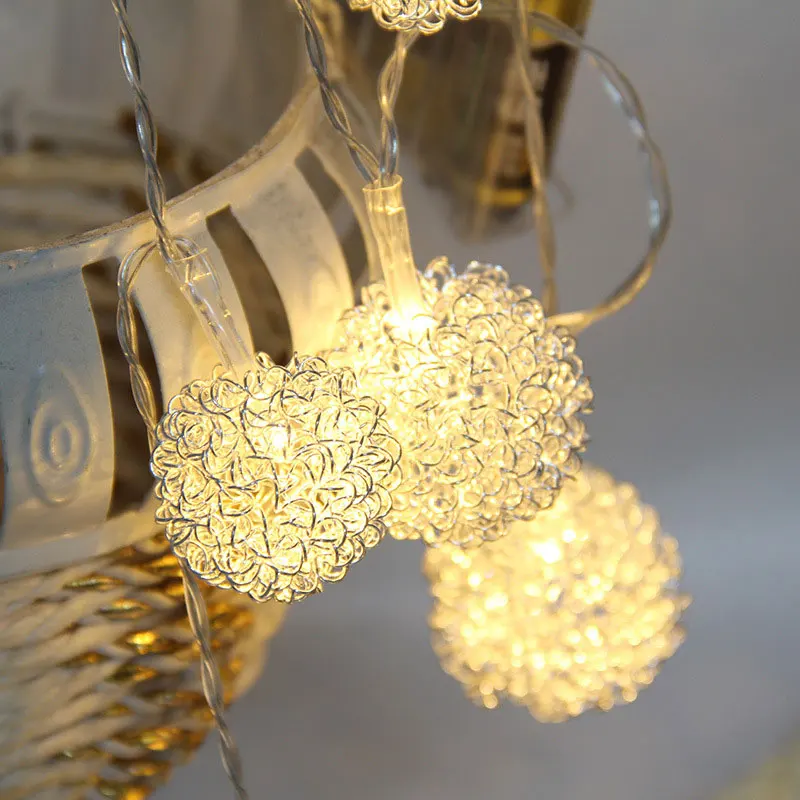 

2.5M/5M Romantic Metal Ball String Light Warm White LED String Lamp For Christmas Holiday Wedding Party Home Decoration #