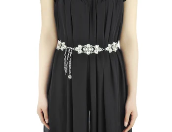 

Elegant Women Ladies Bloom Flower Shape Crystal Rhinestone Metal Chain Belt