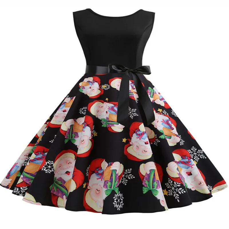 Зимние рождественские платья Для женщин 50 х 60 Винтаж халат качели пин ап