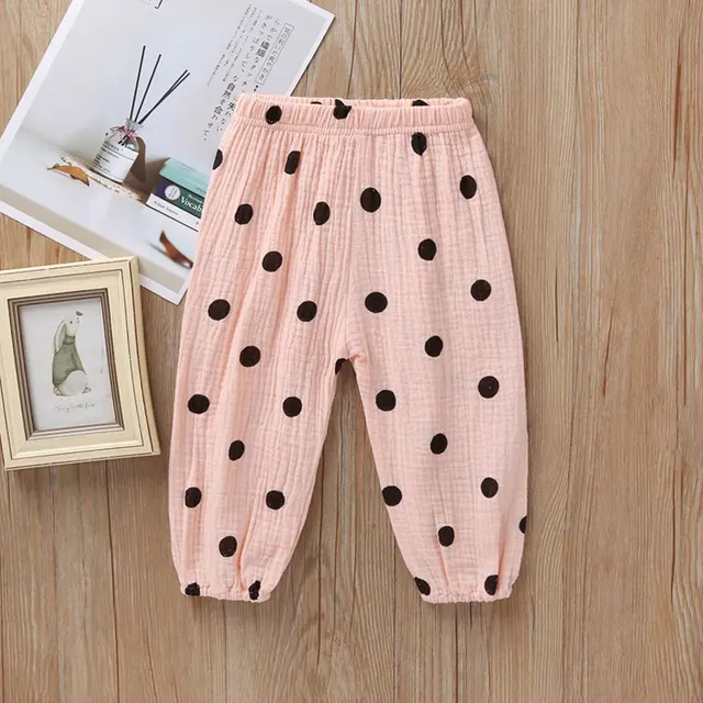 High Quality Breathable Comfort Linen Cotton Summer Fashion Children Pants Candy Color Girls Pants H1088-Fen-HeiDian