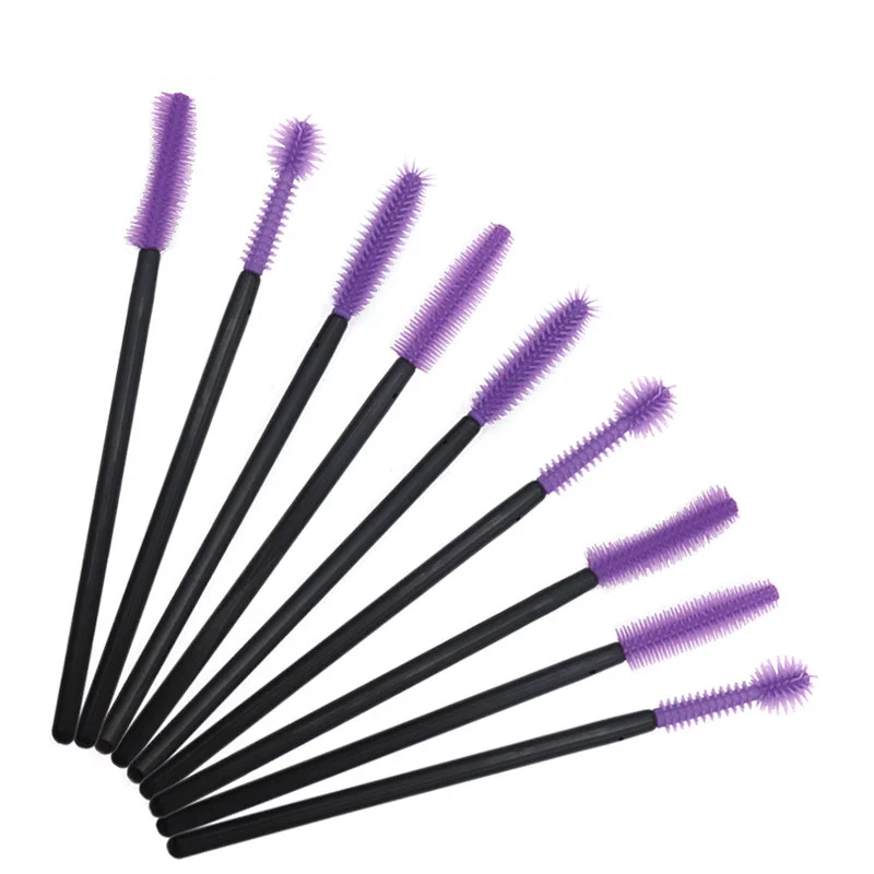 50 pcs Disposable Silicone Eyelash Brush Comb Mascara Wands Eye Lashes Extension Tool Professional women Beauty Makeup Brushes