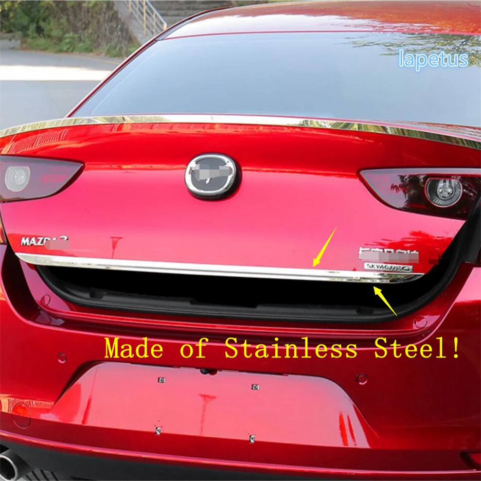 

Lapetus Rear Tailgate Trunk Door Tail Gate Overlay Strip Decoration Sill Cover Trim Fit For Mazda 3 2019 2020 Stainless Steel