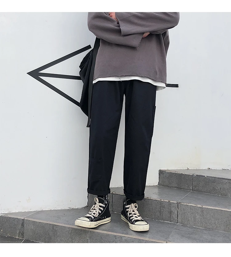 Autumn Multi-pocket Pants Men's Fashion Solid Color Casual Joggers Pants Man Streetwear Wild Hip-hop Loose Straight Trousers