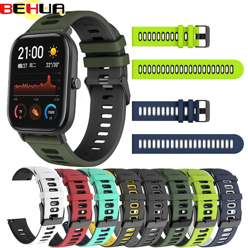 

BEHUA Sport Watch Belt Band For Huami Amazfit GTR 42mm/47mm GTS 2 2e Stratos Pace 2S 3 Bip S Bracelet 22mm/20mm Watchband Strap