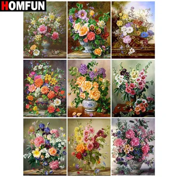 

HOMFUN Diamond Painting Cross Stitch "Flower landscape" Full Square Round Diy 5d Diamond Embroidery Picture Rhinestone Art