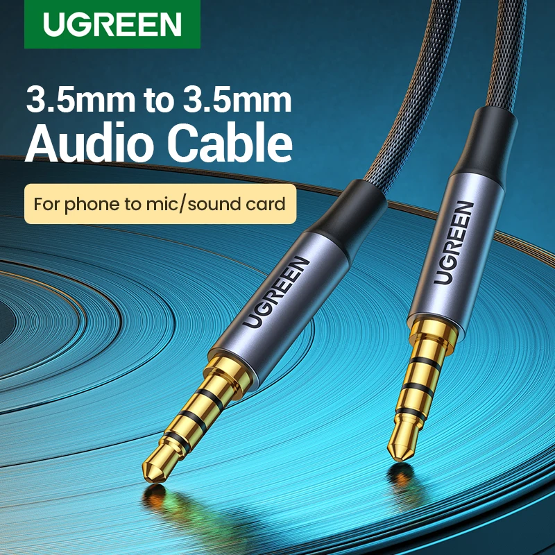 UGREEN 3.5mm Aux Cable 4 Pole TRRS 4-Conductor Auxiliary Male to Male Stereo Jack HiFi Support Microphone Function Audio Cable