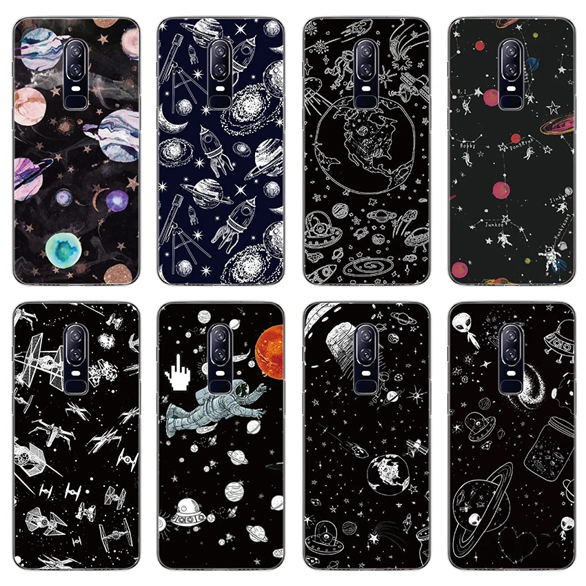 Silicone Phone Cases For oneplus 8 pro 7 7T 6 6T 5 5T 3 3T X space-planets print soft tpu back Cover couqe | Мобильные телефоны и