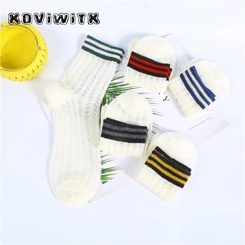 Весна и лето полые полосатые удобные женские белые носки harajuku Женская мода e ДЕВУШКА сочетание Муми