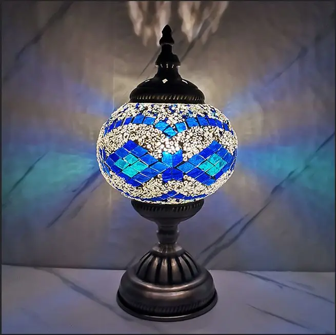 WOERFU 15 см мозаичная настольная лампа Средиземноморский турецкий стиль Спальня Кабинет романтический стиль украшение Настольная лампа - Цвет абажура: A-2