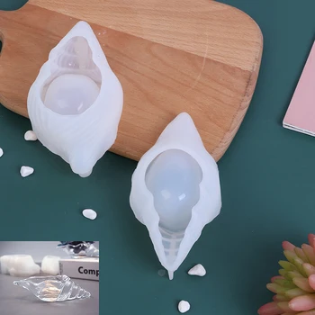 

New 1PCS Resin DIY Epoxy Mirror Three-dimensional Conch Makeup Egg Storage Shell Marine Silicone Mold