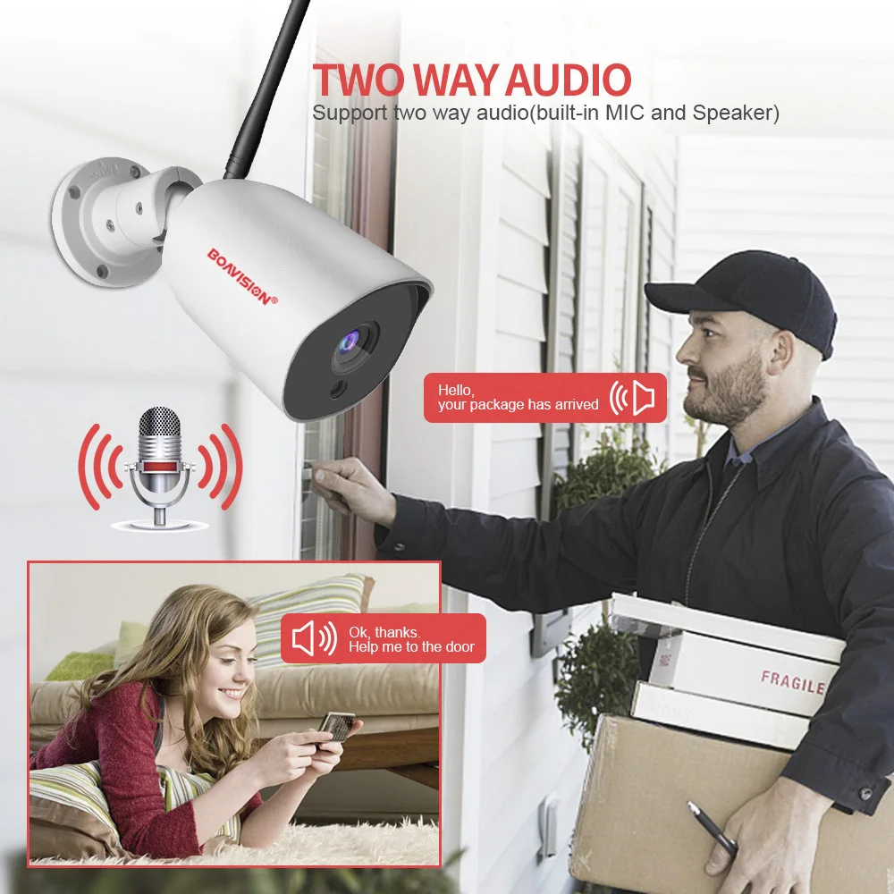 HD 1080P 5MP Wifi пуля ip-камера наружная двухсторонняя аудио беспроводная камера безопасности IR 20m Wi-Fi CCTV ip-камера Onvif APP CamHi