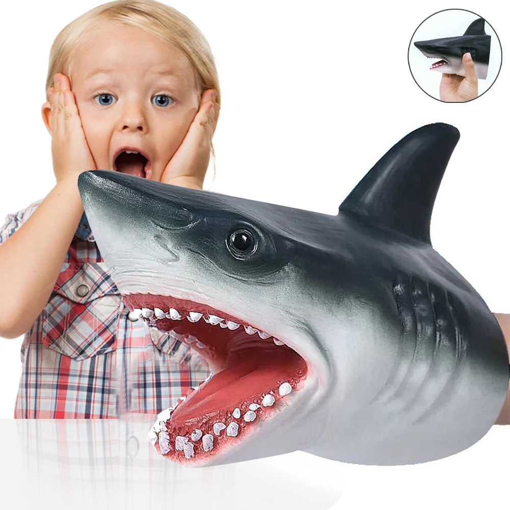 

Shark Toys Figure Shark Hand Puppet Toys Shark Puppets Role Play Toy Soft Rubber Safe Non-toxic Sea and Realistic Animal Shark