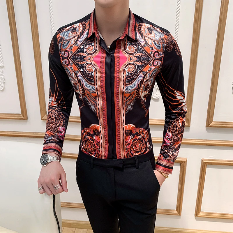 Nueva Camisa de Club de diseño Social estampado flores de Casual camisetas de diseño para hombre de seda|Camisas informales| AliExpress