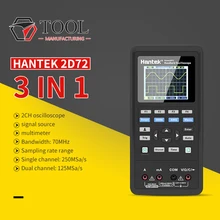 Hantek 2d72 multímetro digital gerador de forma de onda osciloscópio handheld portátil 3in1 usb 2 canais 40mhz 70mhz melhor kit testador
