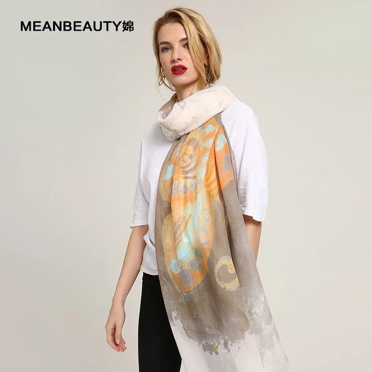Spring new printed sheep stick multi-purpose colorful butterfly wing shawl scarf |