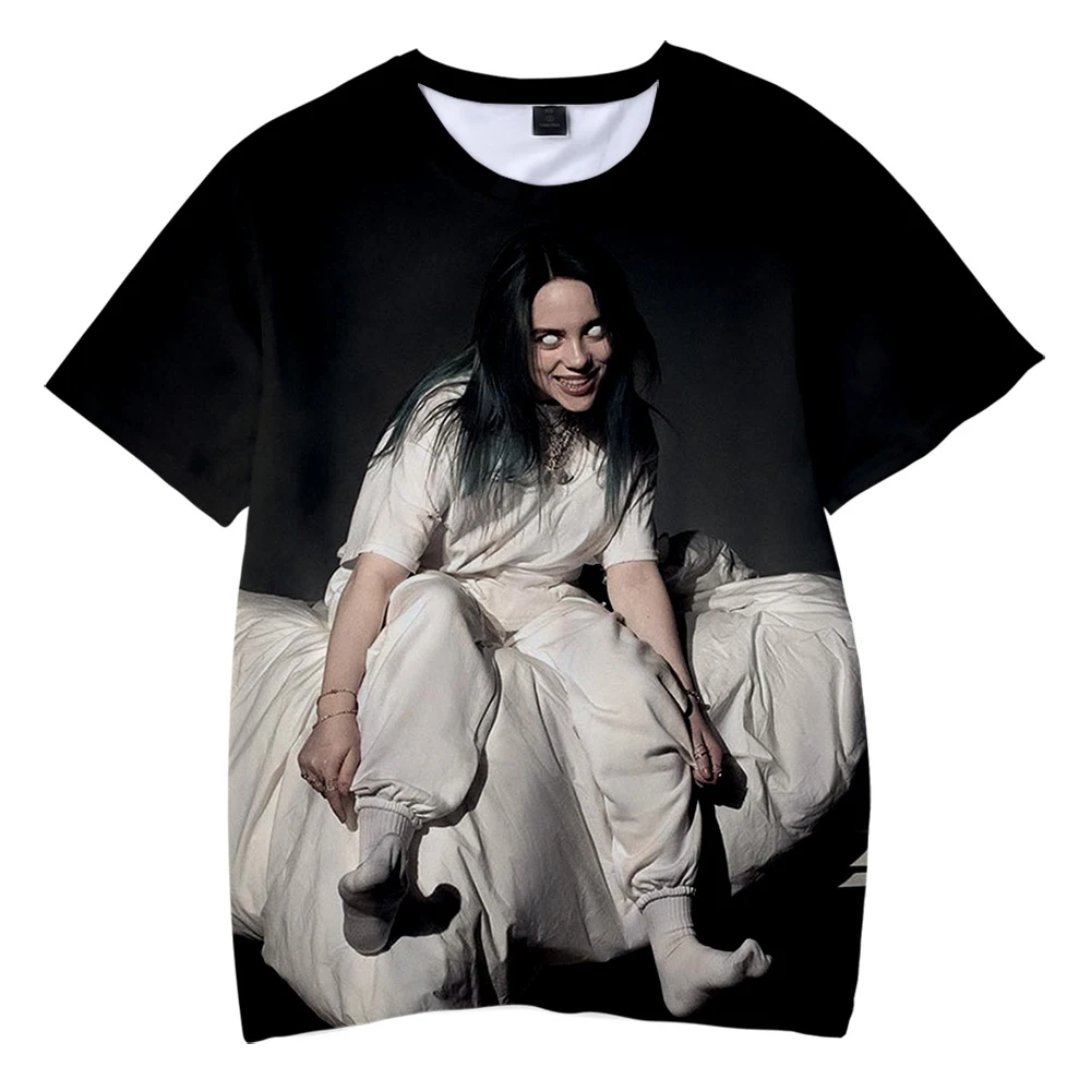 Детская футболка новая футболка с 3D принтом BILLIE EILISH одежда для детей Повседневная футболка BILLIE EILISH для мальчиков и девочек Детские футболки с короткими рукавами