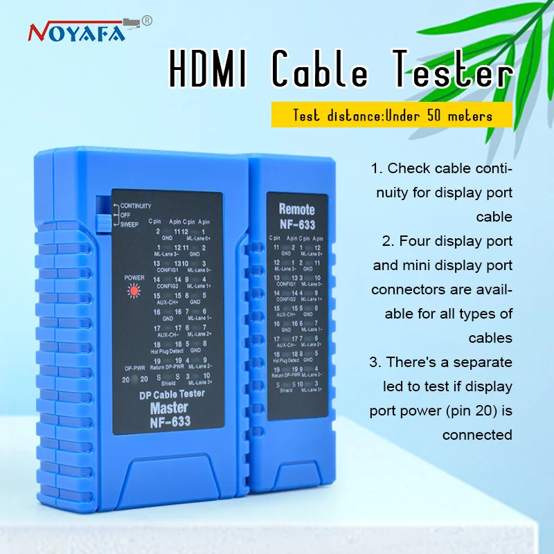 Новое поступление от NOYAFA устройство для проверки кабеля HDMI тестер кабелей DisplayPort