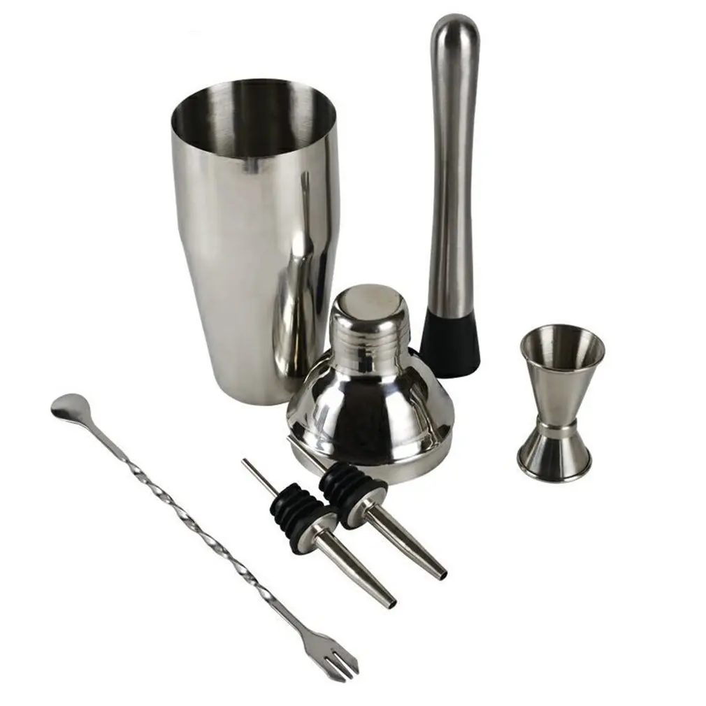 6 шт. из нержавеющей стали шейкер для смешивания коктейля вина мартини комплект с Бостонским шейкером комплект барного инвентаря для бармена напитки вечерние барные инструменты