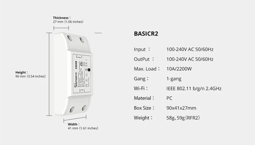 Sonoff-Dual R3 Mini R2 Interruptor Inteligente, 2