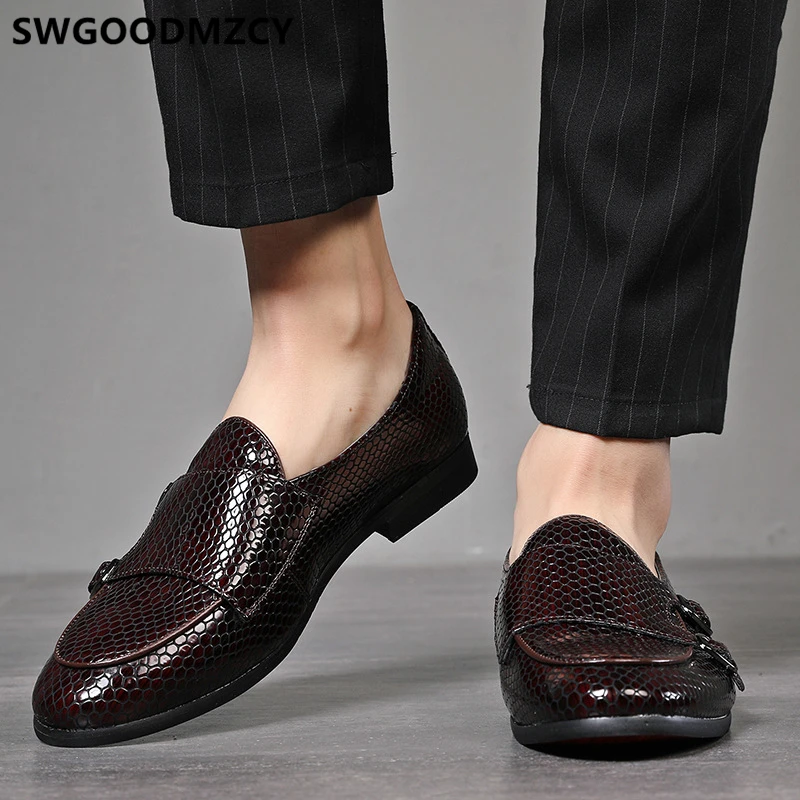 Двойные мужские ботинки с декоративной застежкой, мужские классические нарядные туфли для мужчин, итальянские фирменные лоферы, мужские офисные слипоны sepatu pria